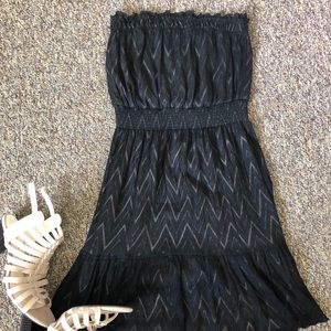 Black Striped Rebecca Taylor Strapless Dress